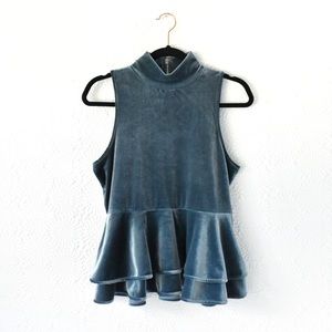 Torn By Ronny Kobo ‘Ricki’ Velvet Peplum Sleeveless Top
